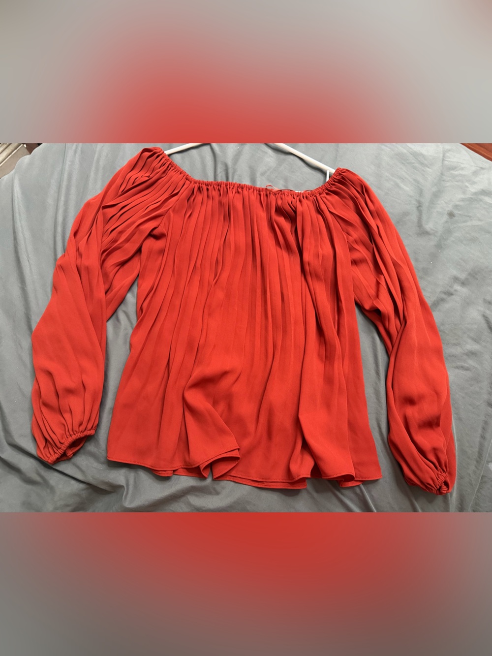 Express Off-Shoulder Pleated Red Blouse